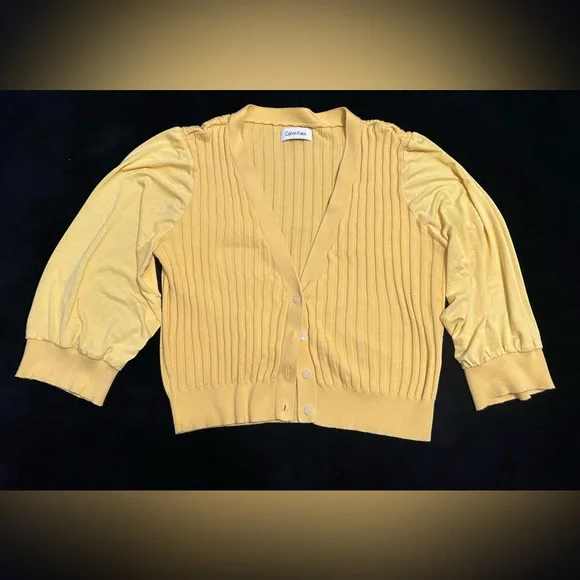 Calvin Klein Sweaters Calvin Klein Yellow Ribbed Puffy 34
